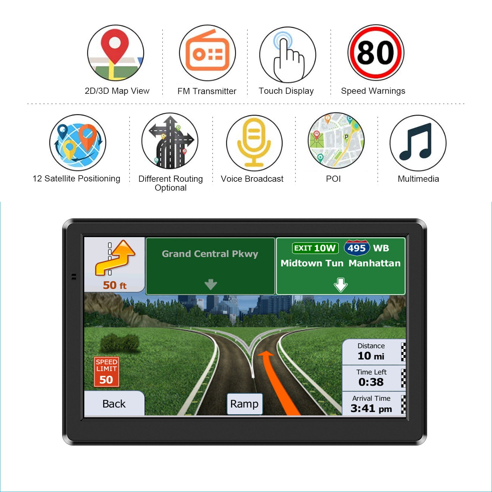 Innocruise X20 7-Zoll-GPS-Navigation mit FM-Transmitter, optionale globale Kartennavigation, mehrsprachige Einstellungen, MP3-Wiedergabe, Online-Kartenaktualisierungen, für Pkw/Transporter/Lkw