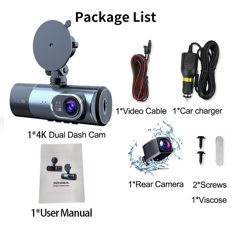 Innocruise Dashcam Auto Vorne Hinten 4K+ 1080P+ 1080P, Dashcam Autokamera 3,18" IPS Bildschirm, Kostenlose 128 GB Karte, 5,8 GHz WiFi, GPS, 170° Weitwinkel WDR, IR Nachtsicht