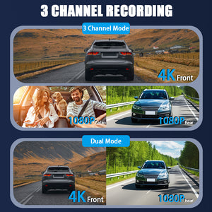 Innocruise Dashcam Auto Vorne Hinten 4K+ 1080P+ 1080P, Dashcam Autokamera 3,18