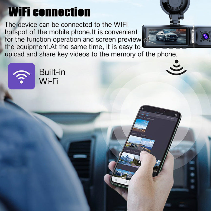 Innocruise Dashcam Auto Vorne Hinten 4K+ 1080P+ 1080P, Dashcam Autokamera 3,18" IPS Bildschirm, Kostenlose 128 GB Karte, 5,8 GHz WiFi, GPS, 170° Weitwinkel WDR, IR Nachtsicht