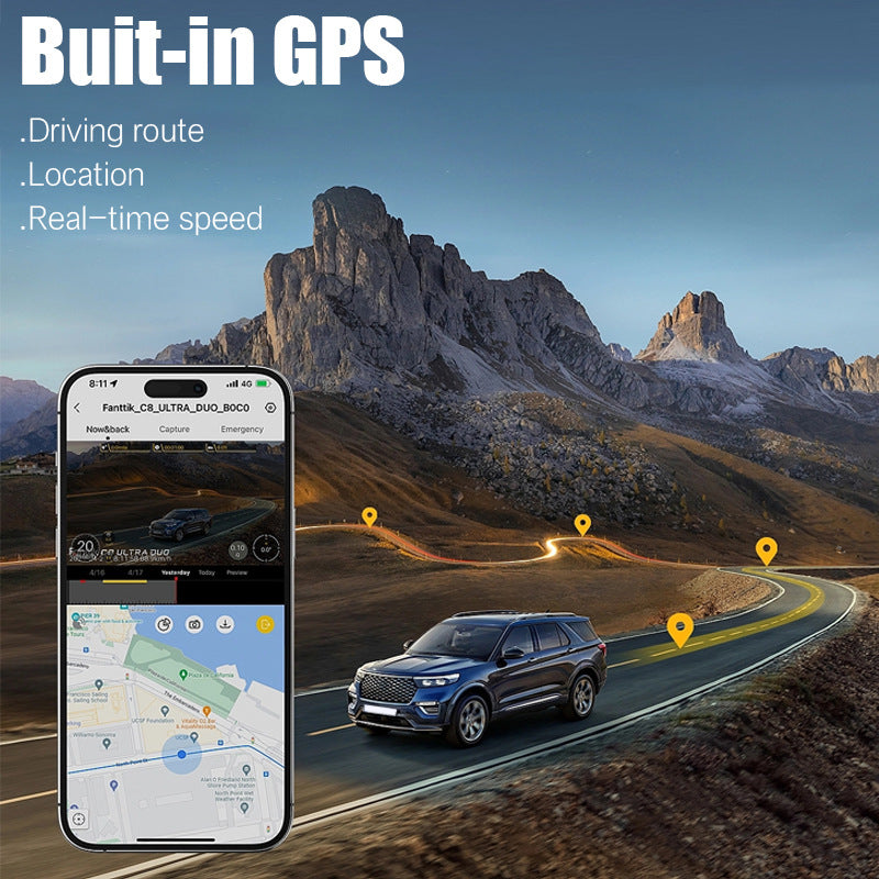 Innocruise Dashcam Auto Vorne Hinten 4K+ 1080P+ 1080P, Dashcam Autokamera 3,18" IPS Bildschirm, Kostenlose 128 GB Karte, 5,8 GHz WiFi, GPS, 170° Weitwinkel WDR, IR Nachtsicht