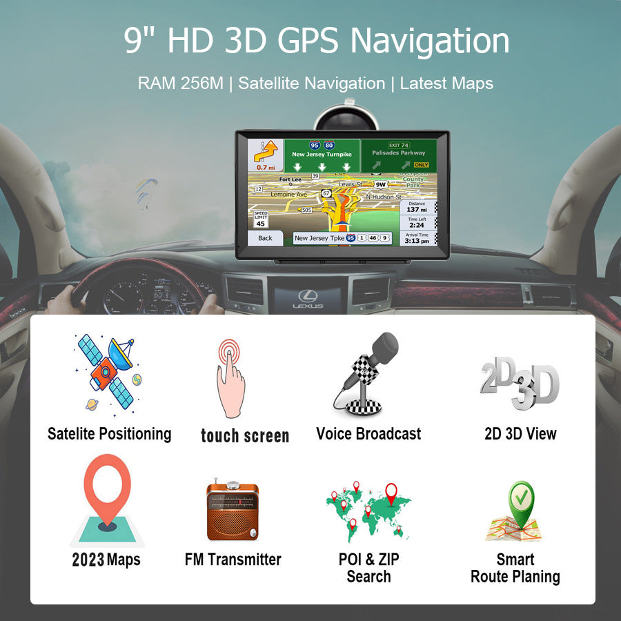 Innocruise X90 GPS-Navigation für Autos, LKWs und Motorräder, mit 2025 Europakarten, einem 9-Zoll-Autonavigationssystem mit kostenlosen Kartenaktualisierungen, POI-Geschwindigkeitswarnungen und Sprachführung.